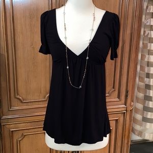 Empire waist deep V jersey tee